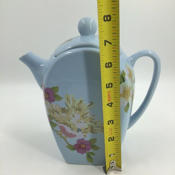 Songbird Garden by Rosie B Farmer Blue Floral Coffee Teapot Excellent Condition! - Picture 11 of 11